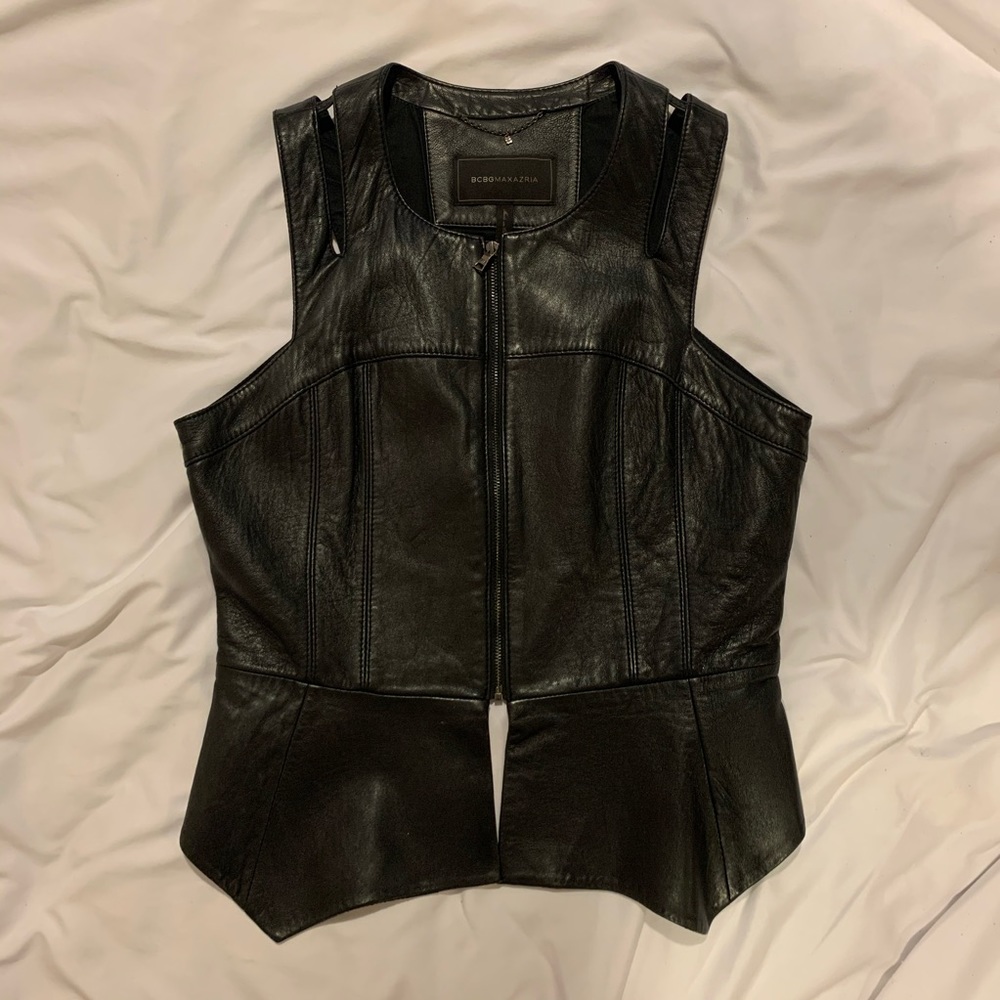 BCBG Leather Vest